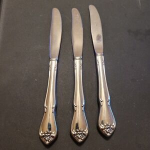 Vtg Lot of 3 Oneida USA TRUE/ARBOR ROSE Stainless Dinner Table Knives Knife